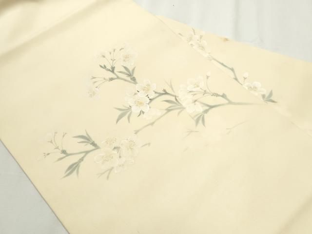 平和屋着物 塩瀬 九寸名古屋帯 手描き 枝梅文 正絹 hy