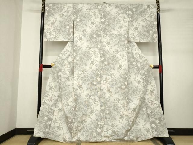 平和屋着物 上質な紬 花唐草文 やまと誂製 正絹 ck