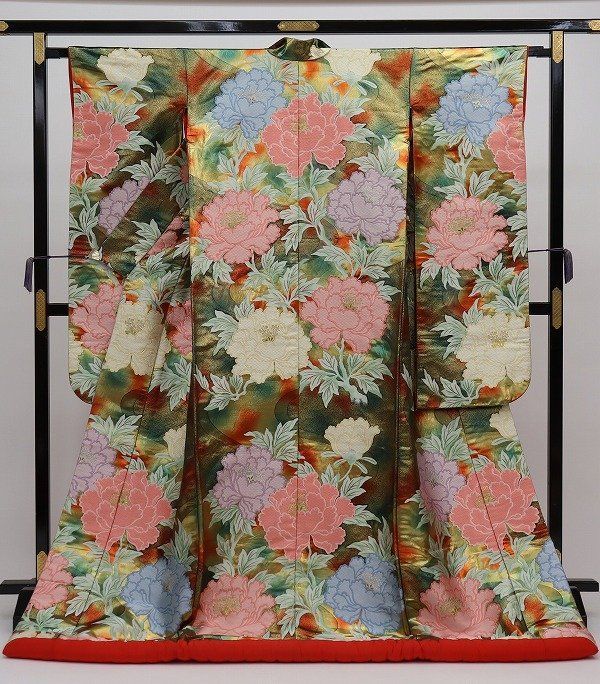 色打掛 牡丹 玉虫色 グラデーション 上品 高貴 正絹 b 5108