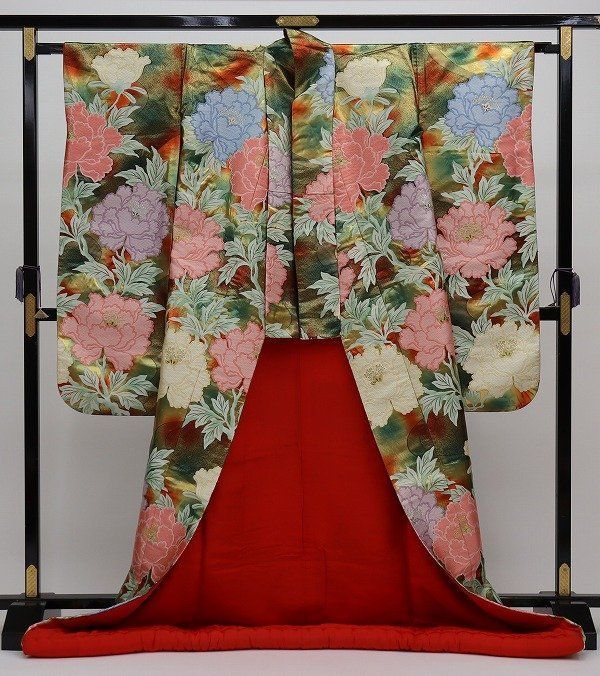 色打掛 牡丹 玉虫色 グラデーション 上品 高貴 正絹 b 5108