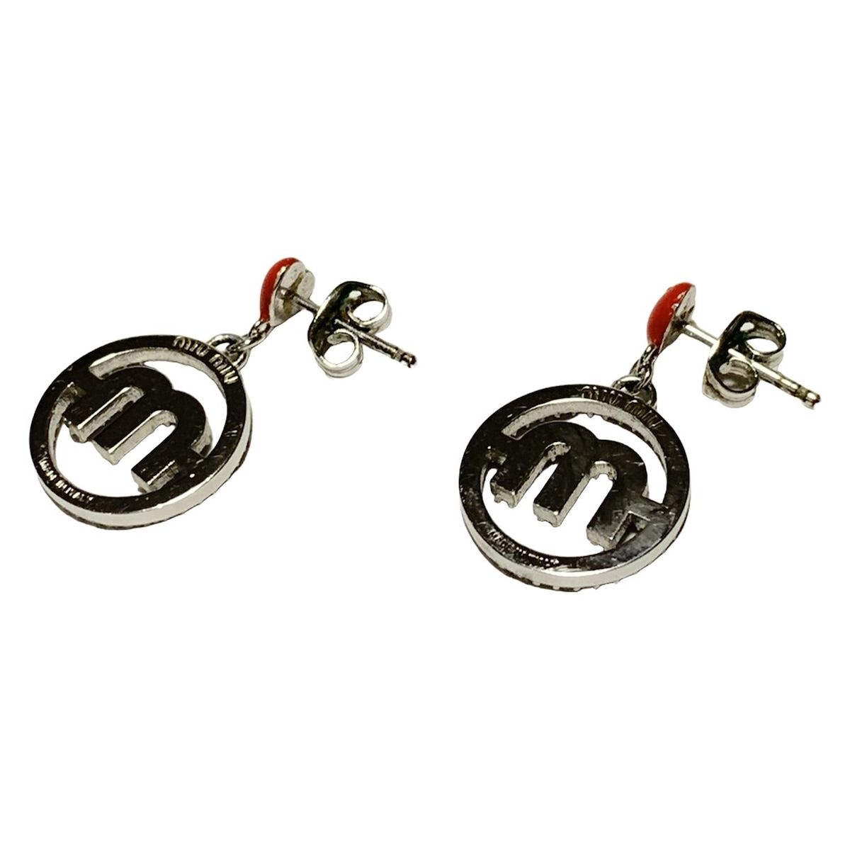 miumiu ミュウミュウ ピアス - シルバー×ライトピンク×レッド ハート ロゴ