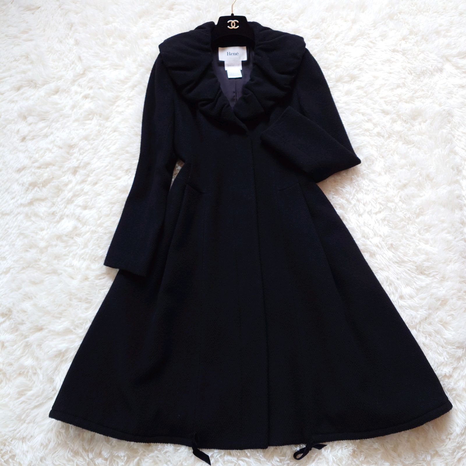 Rene ルネ TISSUE社製 イタリア製 ショールカラー フレア ロングコート