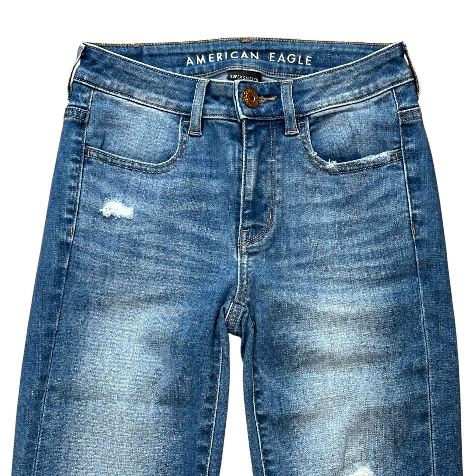 AMERICAN EAGLE JEGGING ジェギング スキニーデニム リペア加工 ブルー 