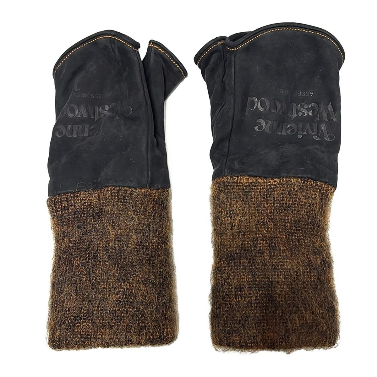 VivienneWestwood ACCESSORIES ヴィヴィアンウエストウッド ズ 手袋 レディース 黒 ブラウン 指ぬき ウール