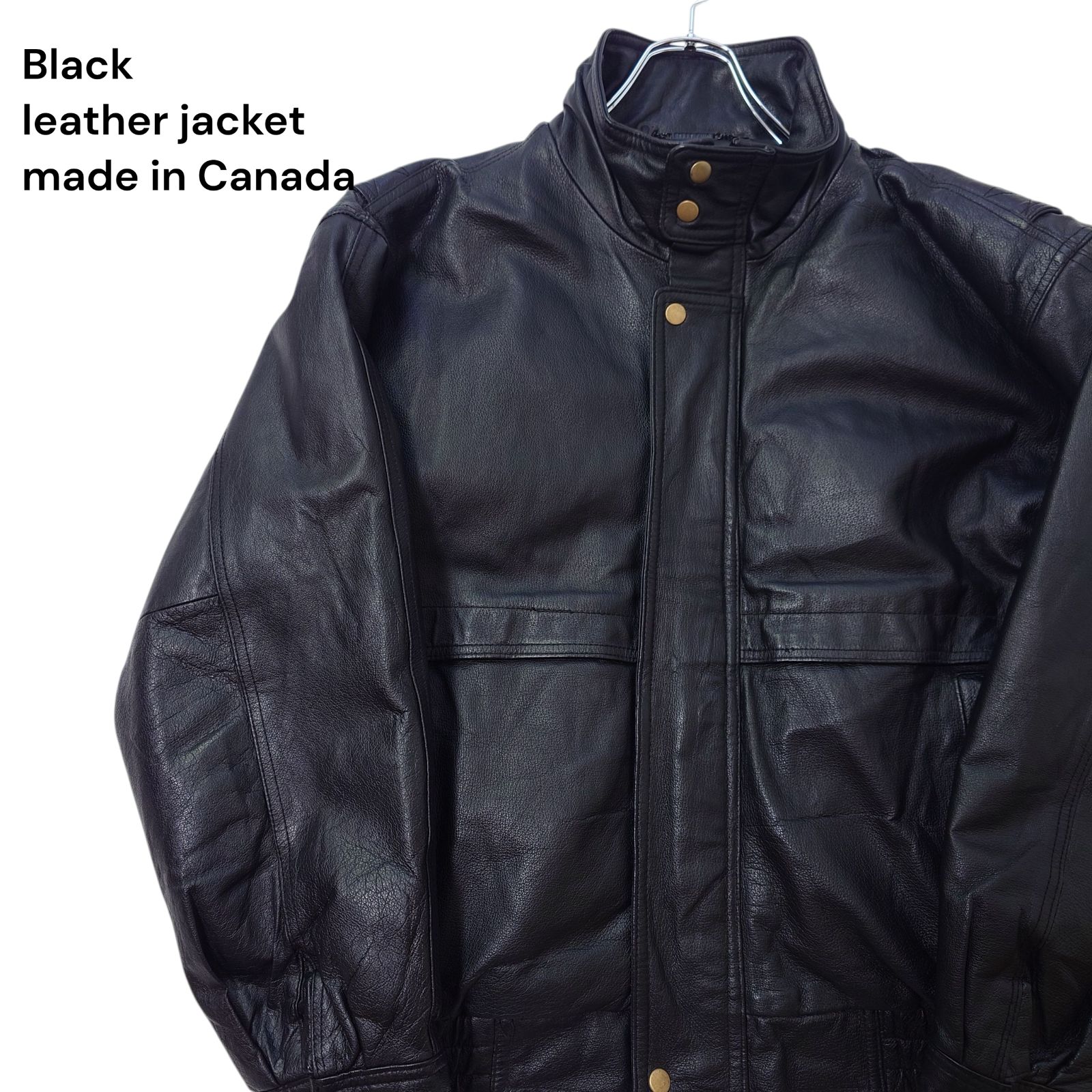 90s】PELLE CUIR レザージャケット ブラック 黒 短丈 ショート丈