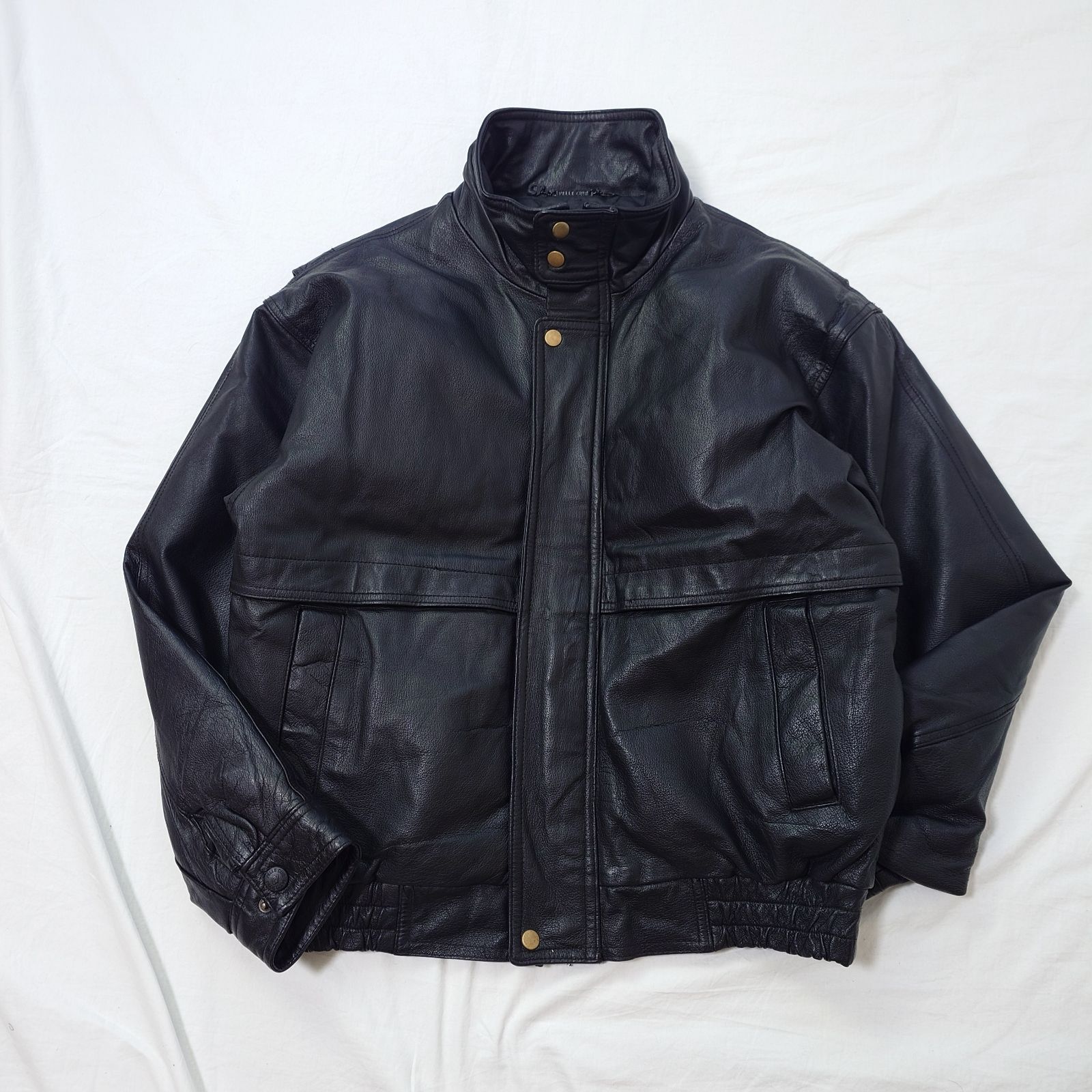 90s】PELLE CUIR レザージャケット ブラック 黒 短丈 ショート丈