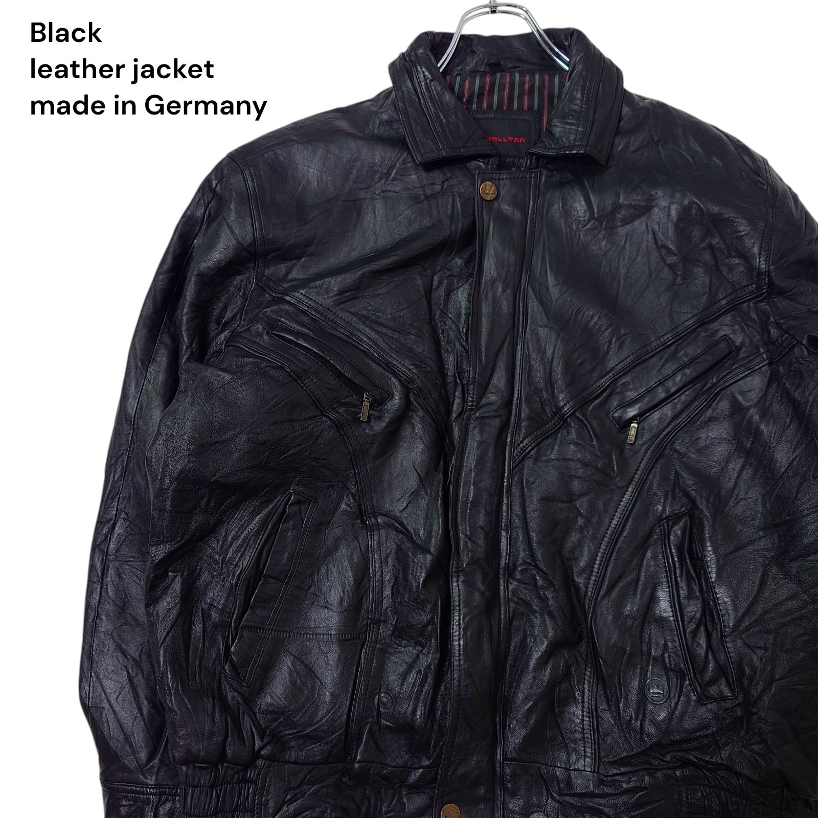 ユーロ古着】レザージャケット ブラック 黒 短丈 ショート丈 ブルゾン