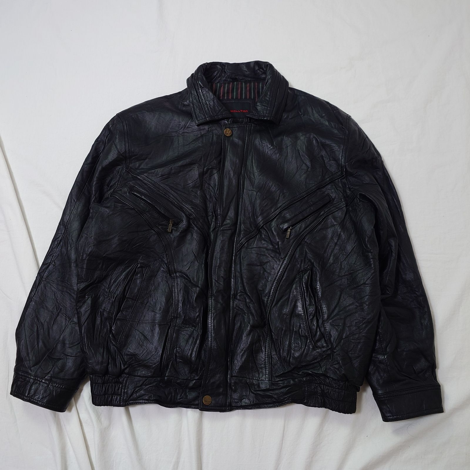 ユーロ古着】レザージャケット ブラック 黒 短丈 ショート丈 ブルゾン