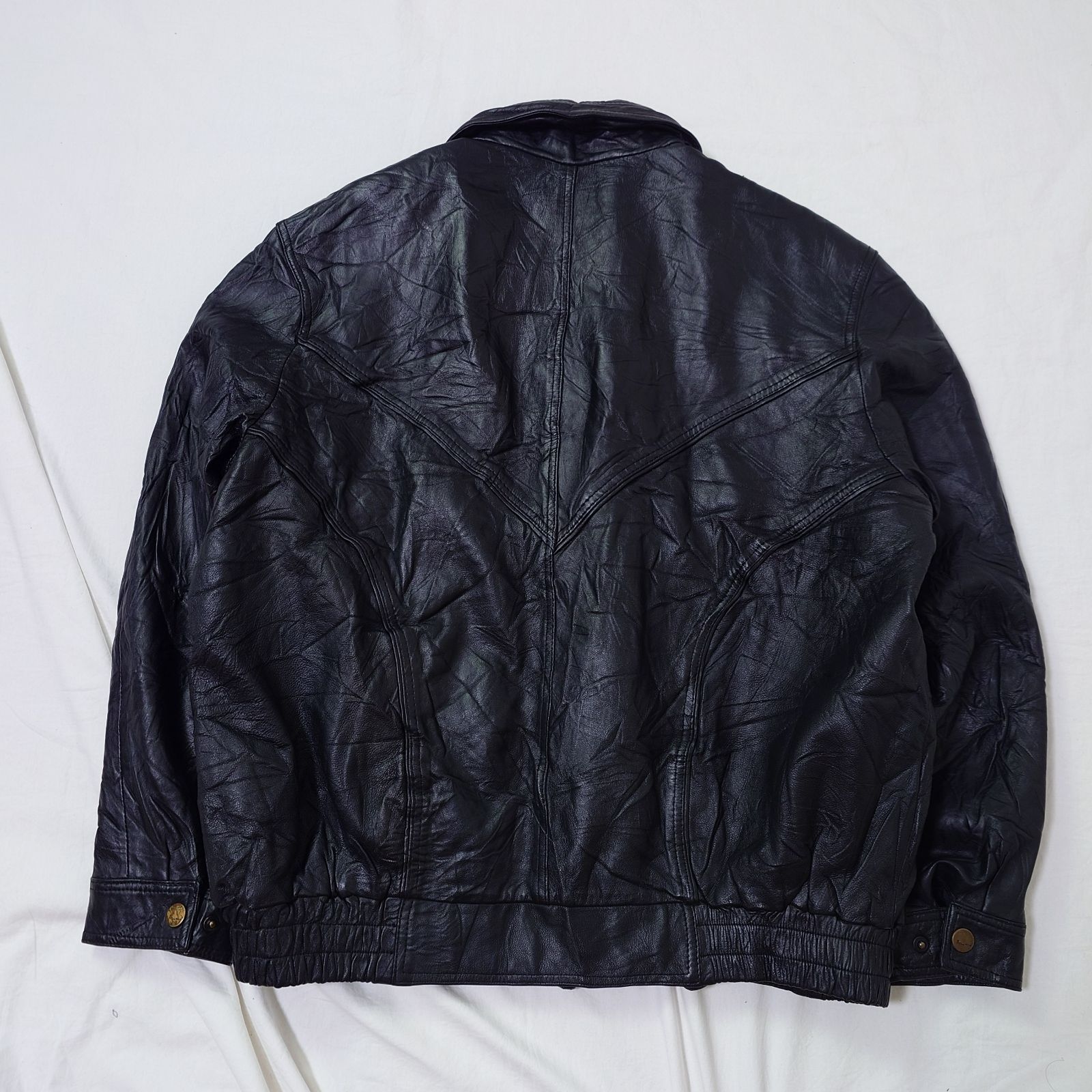 ユーロ古着】レザージャケット ブラック 黒 短丈 ショート丈 ブルゾン