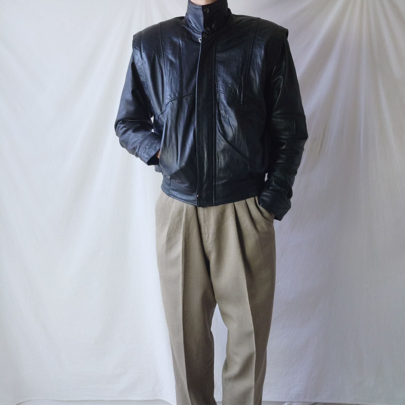 70S　80S　メキシコ製　DEPT　短丈レザージャケット　スエードブルゾン メキシコ製】レザージャケット ブラック 黒 短丈 ショート丈 ブルゾン