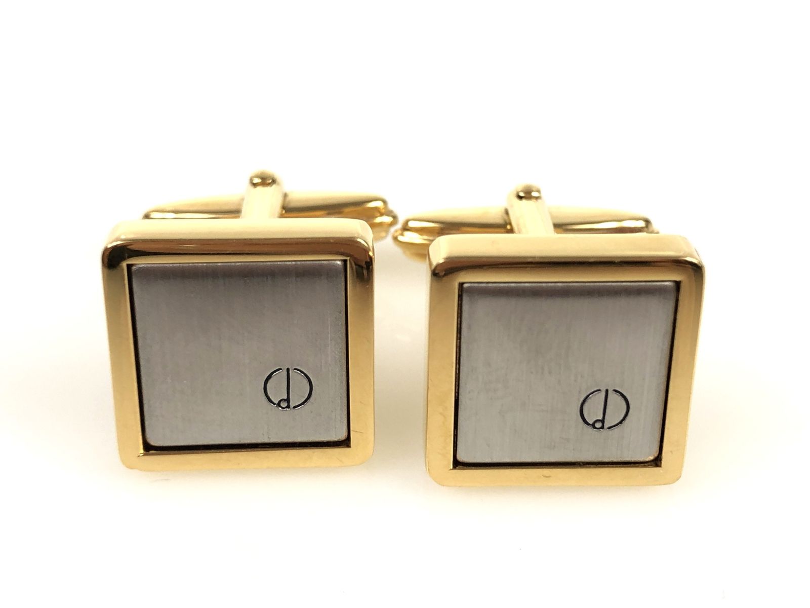 美品 ダンヒル dunhill dロゴ スクエア カフス カフリンクス ゴールド