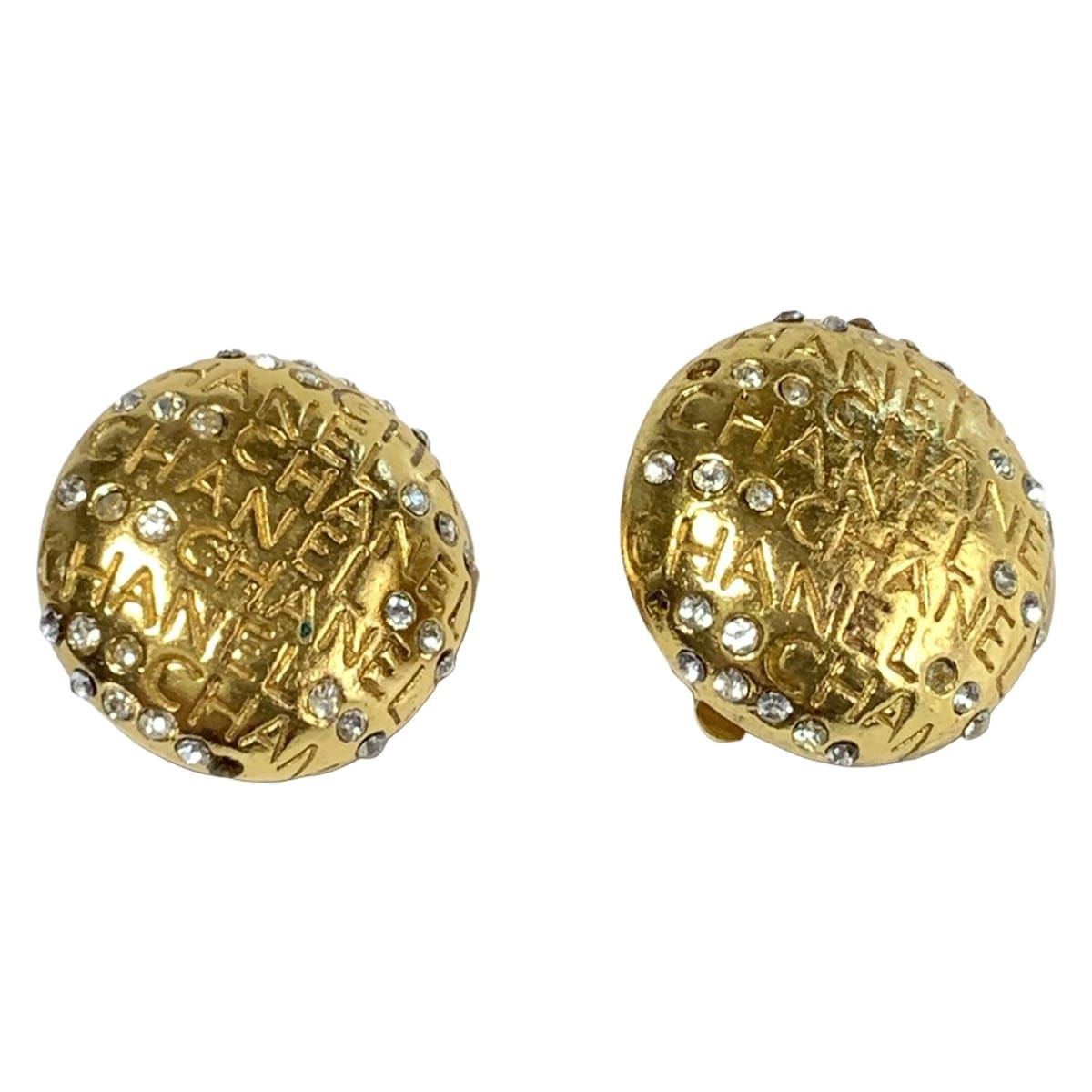 CHANEL シャネル イヤリング - ゴールド×クリア ラインストーン