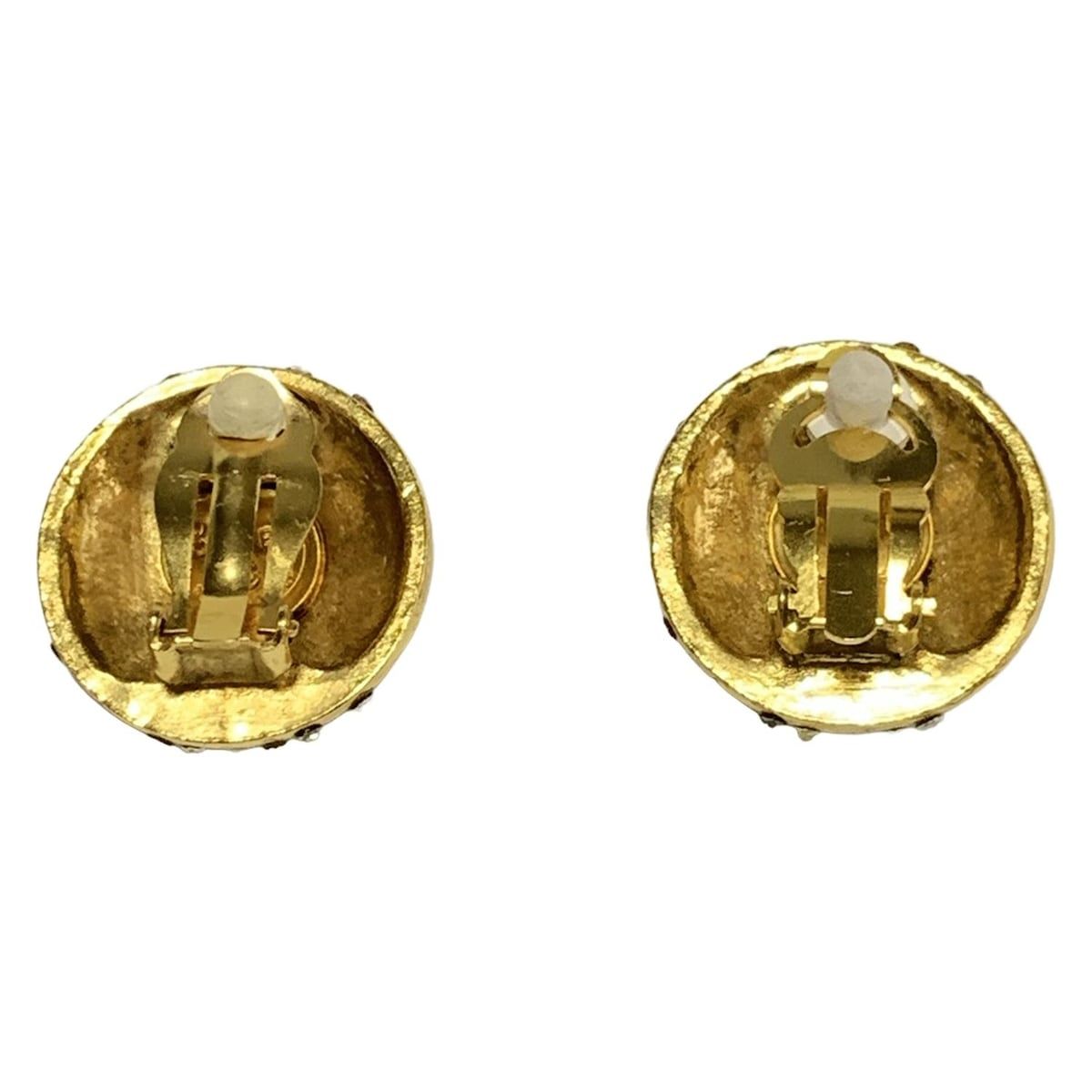 CHANEL シャネル イヤリング - ゴールド×クリア ラインストーン