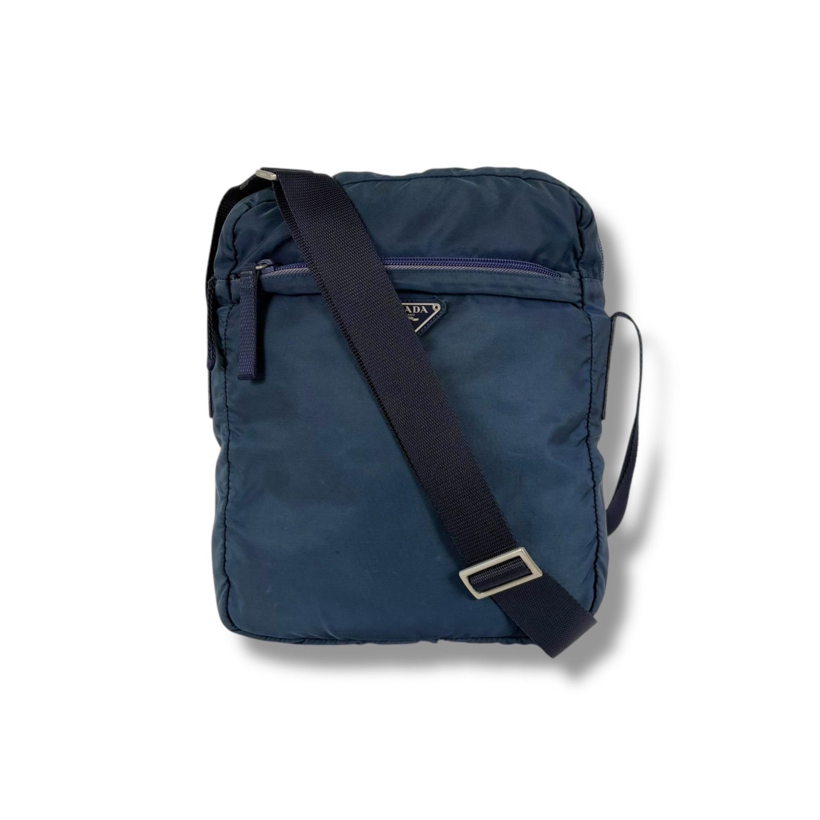 プラダ PRADA トライアングルロゴ ショルダーバッグ クロスボディバッグ ネイビー 濃紺 トライアングルロゴ