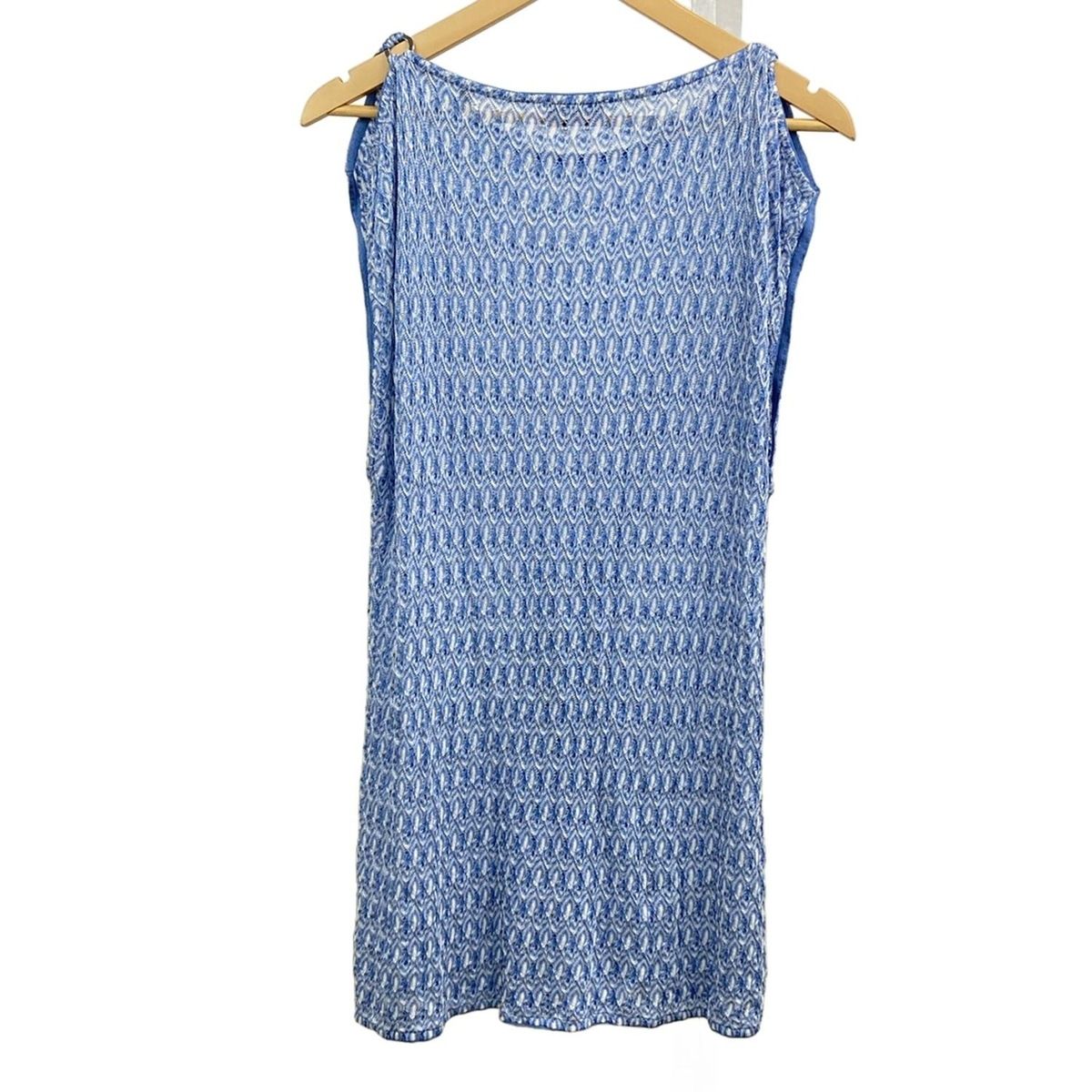 MISSONI ミッソーニ チュニック サイズ40 M レディース - ブルー×白 半袖 ニット