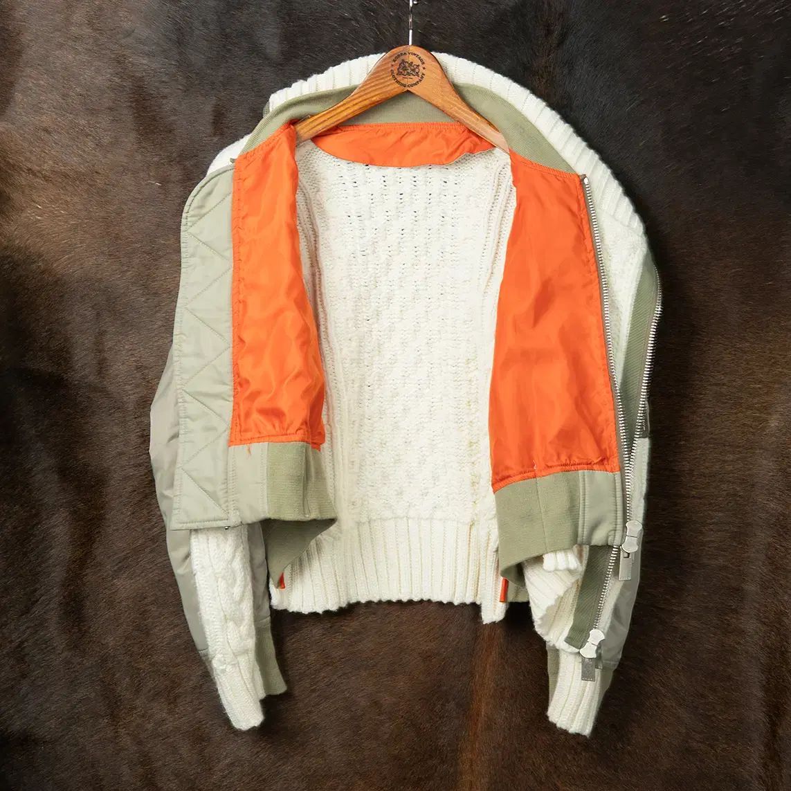 2 SACAI サカイ 23FW MA-1 ケーブル ニット ブルゾン ジャケット