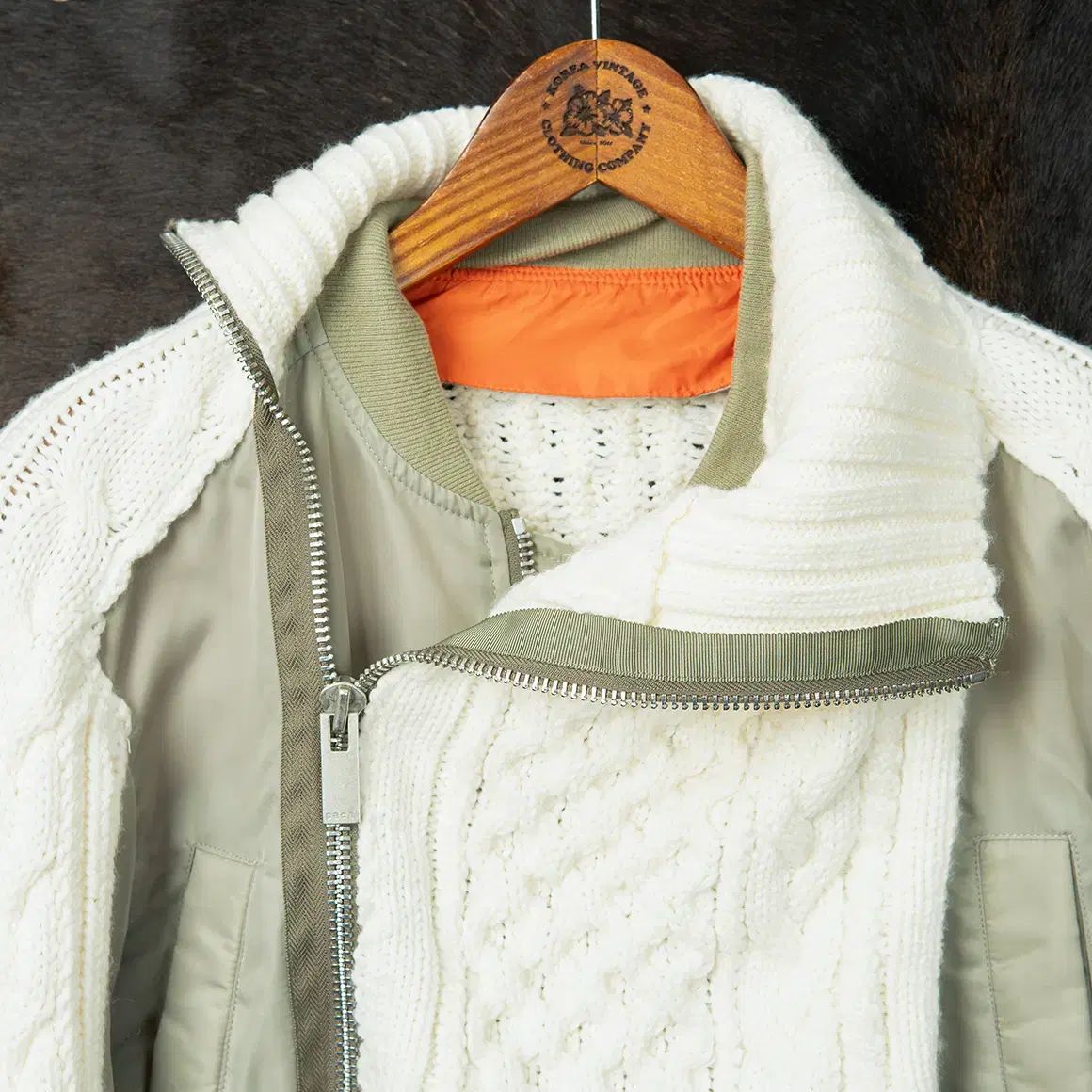 2 SACAI サカイ 23FW MA-1 ケーブル ニット ブルゾン ジャケット