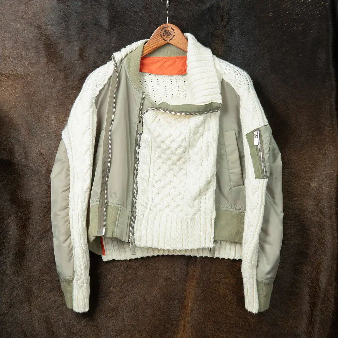 2 SACAI サカイ 23FW MA-1 ケーブル ニット ブルゾン ジャケット