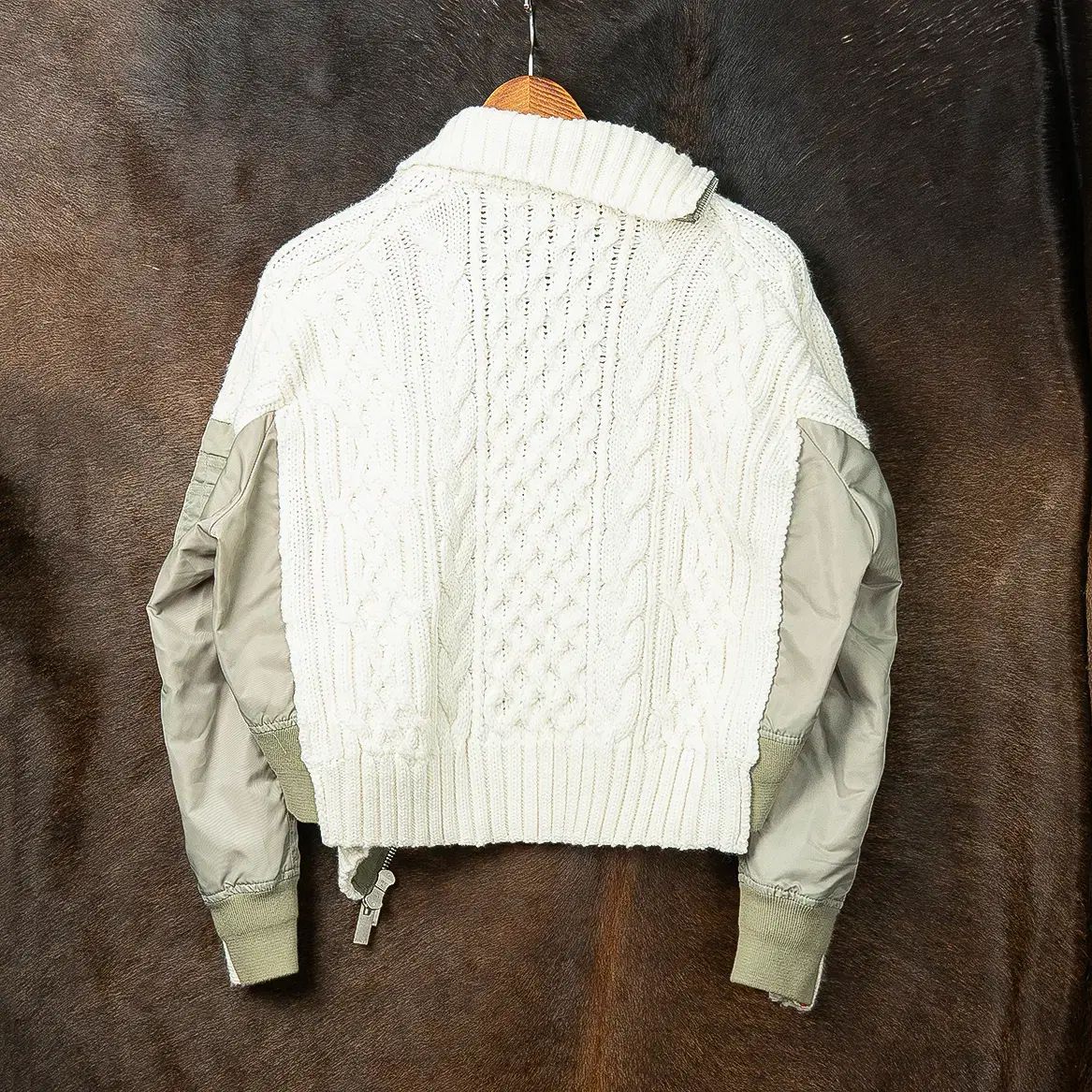 2 SACAI サカイ 23FW MA-1 ケーブル ニット ブルゾン ジャケット