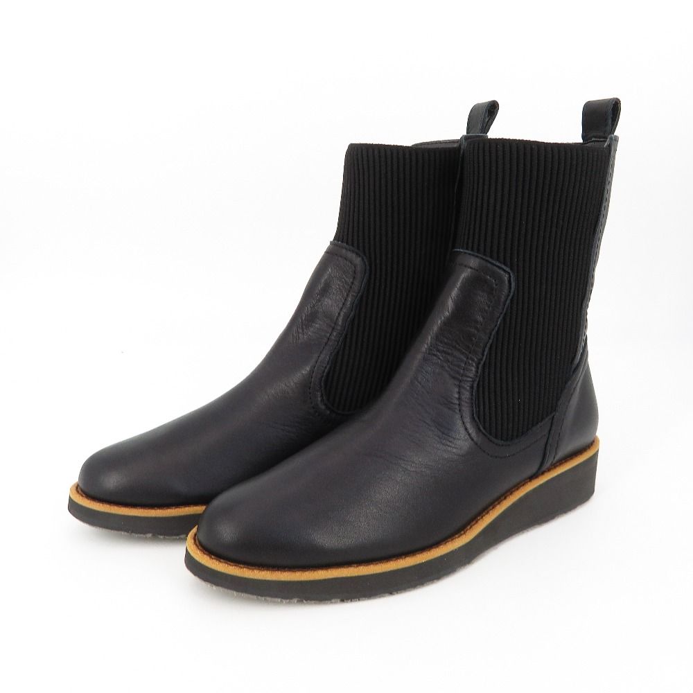 VITA NOVA ヴィタ ノーヴァ パンプス サイドゴアブーツ ブラック 24.0 cm 3071 ウエッジソール