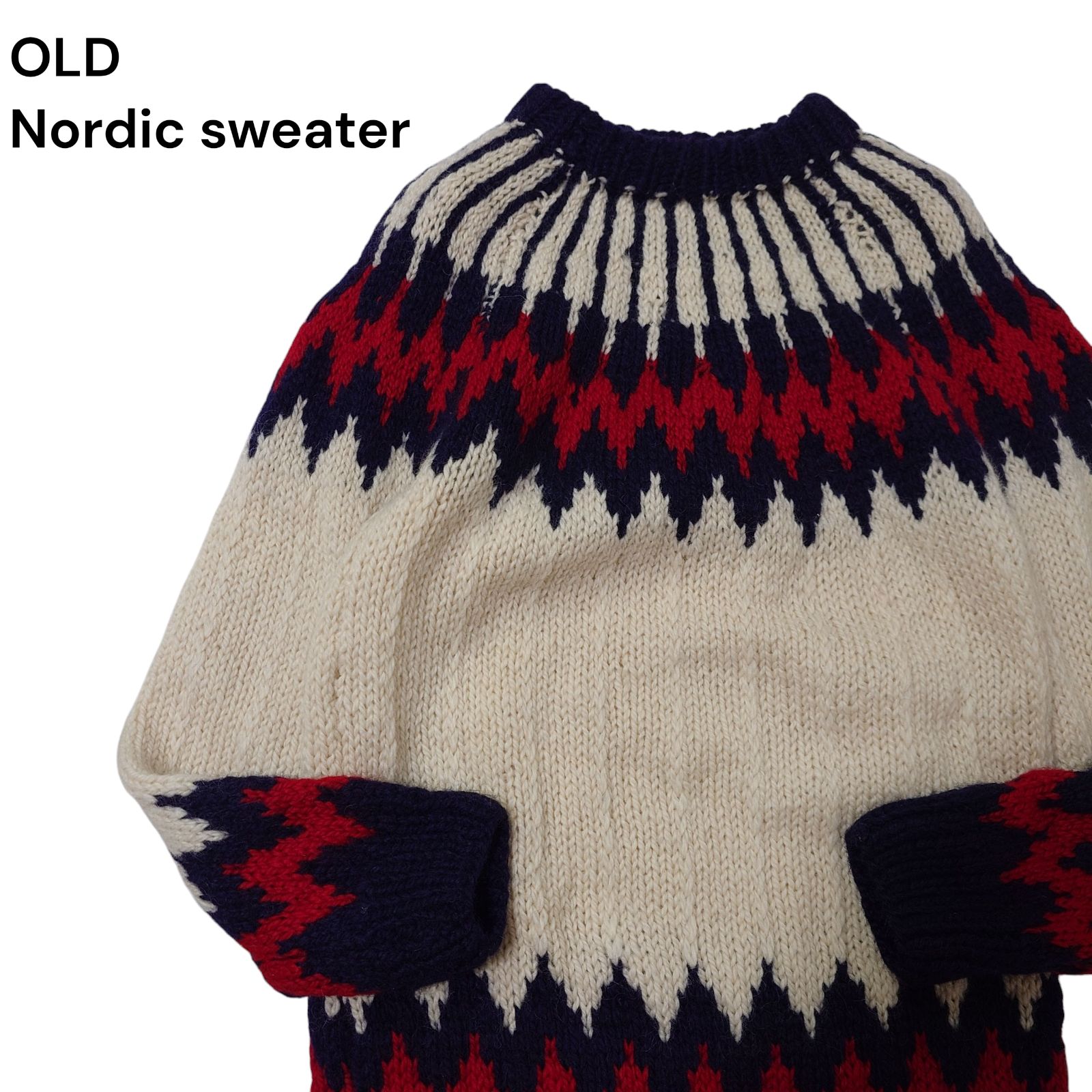 vintage】古着 ノルディックセーター 手編み Nordic sweater オフ 