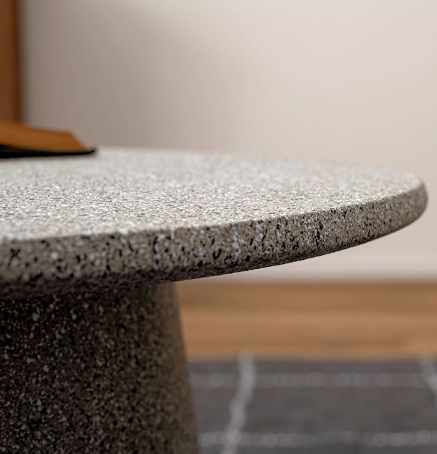 テラゾー柄ラウンドテーブル幅60cm リビングテーブル 大理石柄（33