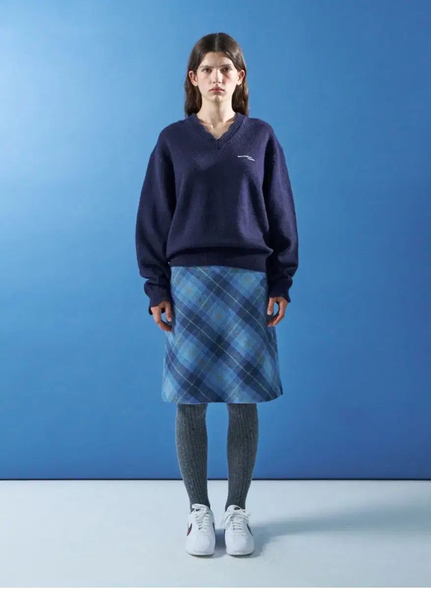 MOONSUN ブルー CHECK スカート