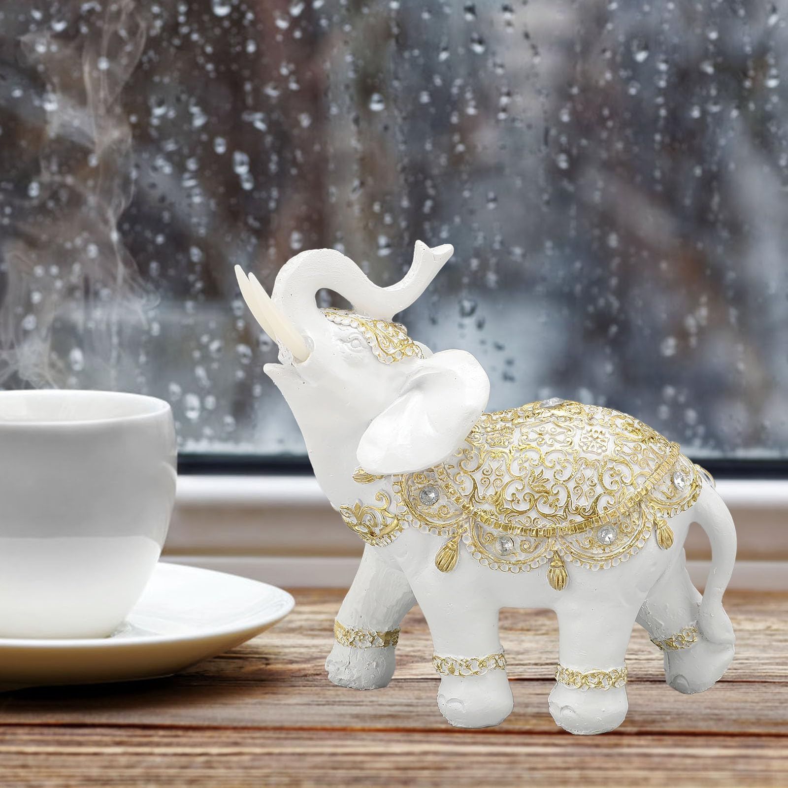 象の像 象の置物 樹脂製 幸運と富のシンボル 玄関 本棚用