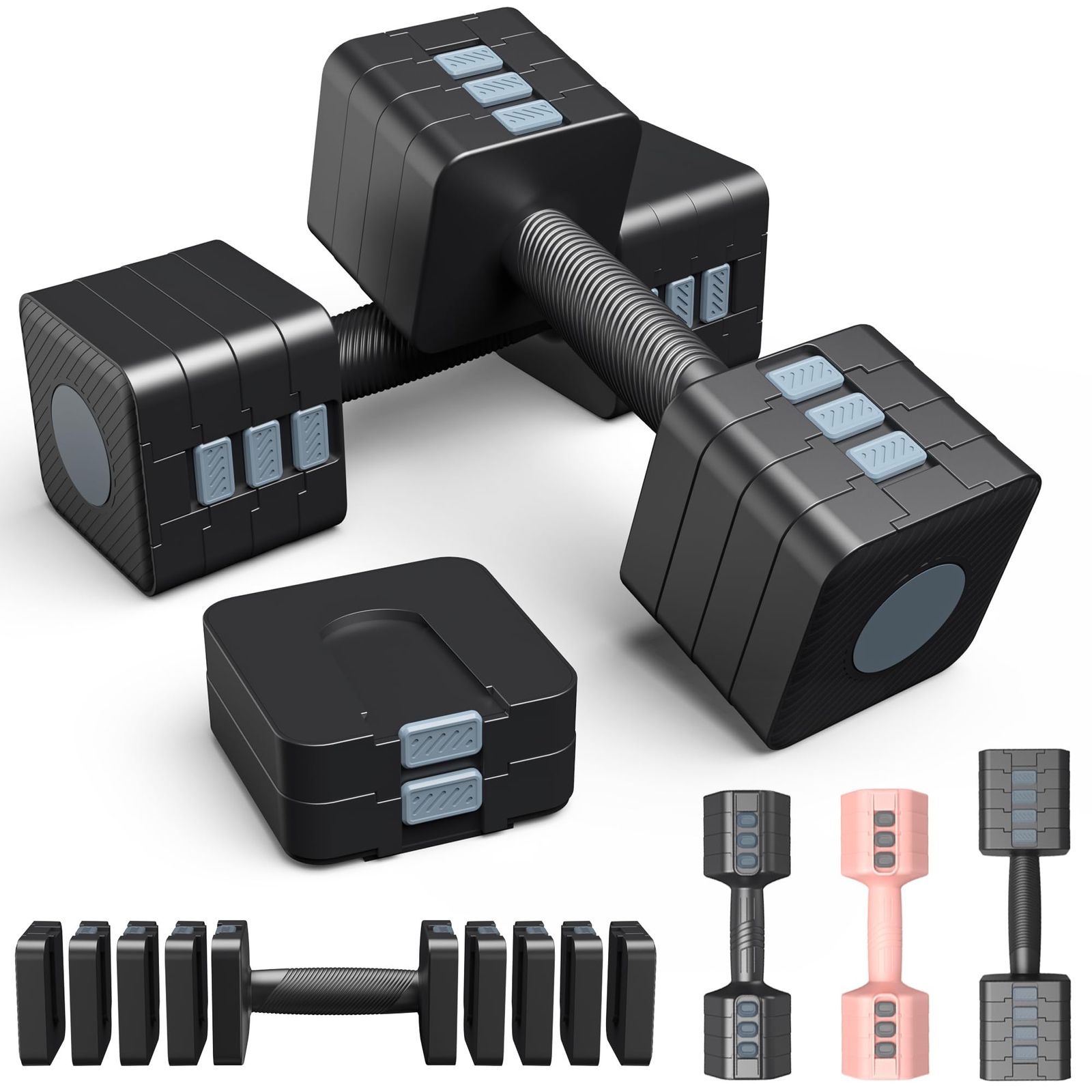 ダンベル 可変式ダンベル 多角形ダンベル セット 5 kg 10 可変式 1 アジャスタブルダンベル 4段階調節 5段階調節 1秒で重量調整 筋トレダンベル 可変ダンベル 筋トレ 鉄アレイ トレーニング 無臭素材 静音