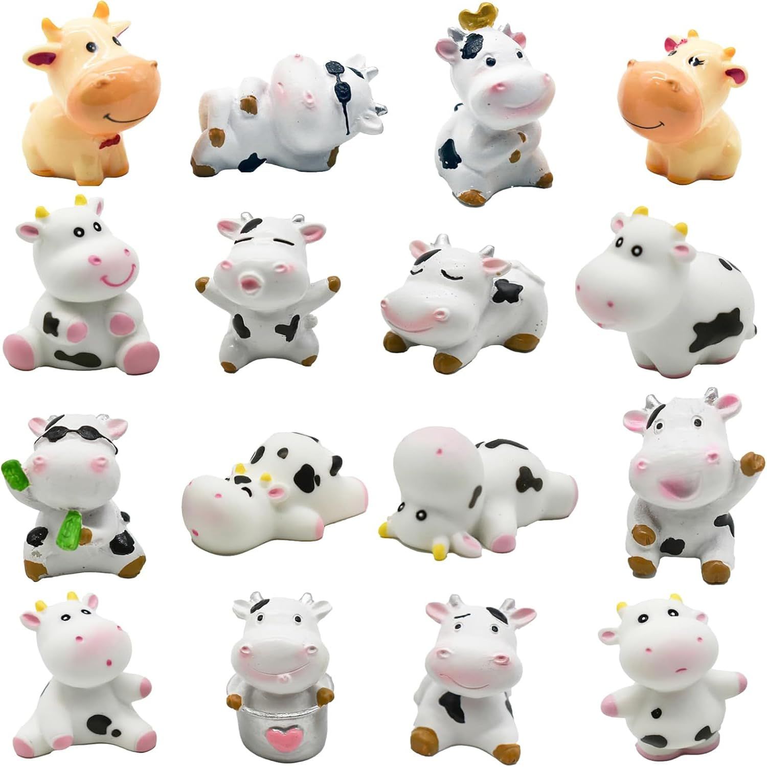 16個 動物 ミニフィギュア 樹脂 動物 ミニフィギュア かわいい 乳牛ミニ 樹脂 動物 フィギュア 置物 風景 庭 水族館の装飾用 面白い 農場の彫刻  庭の装飾 オーナメント 工芸品 ギフト DIY 卓上 玄関 オフィス アクセサリー 小道具 系小物 雑…, image size:1500x1500