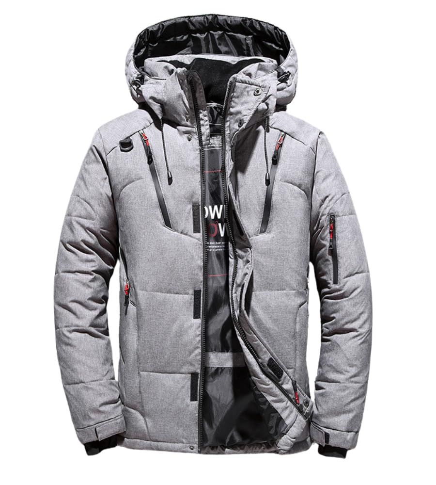 foveitaa ダウンジャケット メンズ 冬服 ウィンターダウンジャケット 秋冬アウター コート アウトドア フード付き ハイネック 防寒 暖かい アヒル 羽毛 アウター 分厚い ジャケット オシャレ トレンチコート