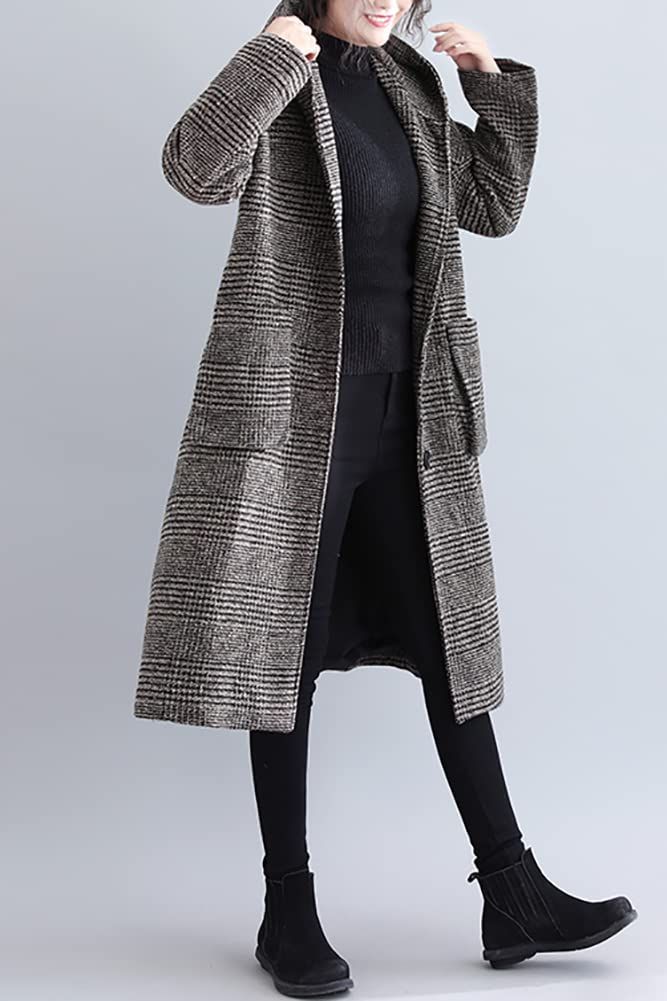 セイラ コート ロング レディース ラシャ 千鳥格子 グレンチェック アウター 冬 フード付き おしゃれ 防寒着 保温 暖かい 大人