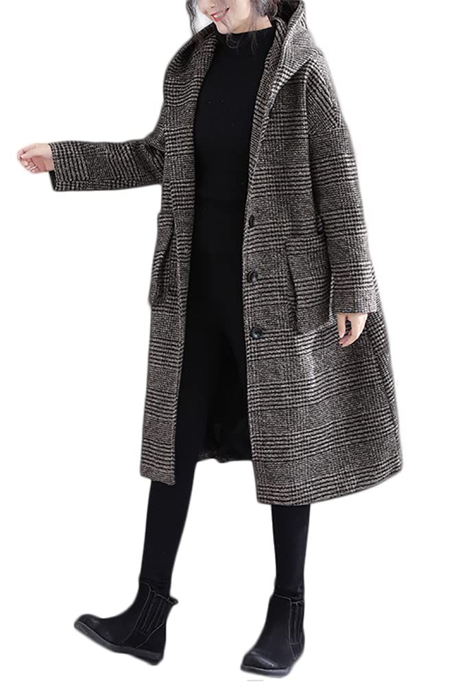 セイラ コート ロング レディース ラシャ 千鳥格子 グレンチェック アウター 冬 フード付き おしゃれ 防寒着 保温 暖かい 大人