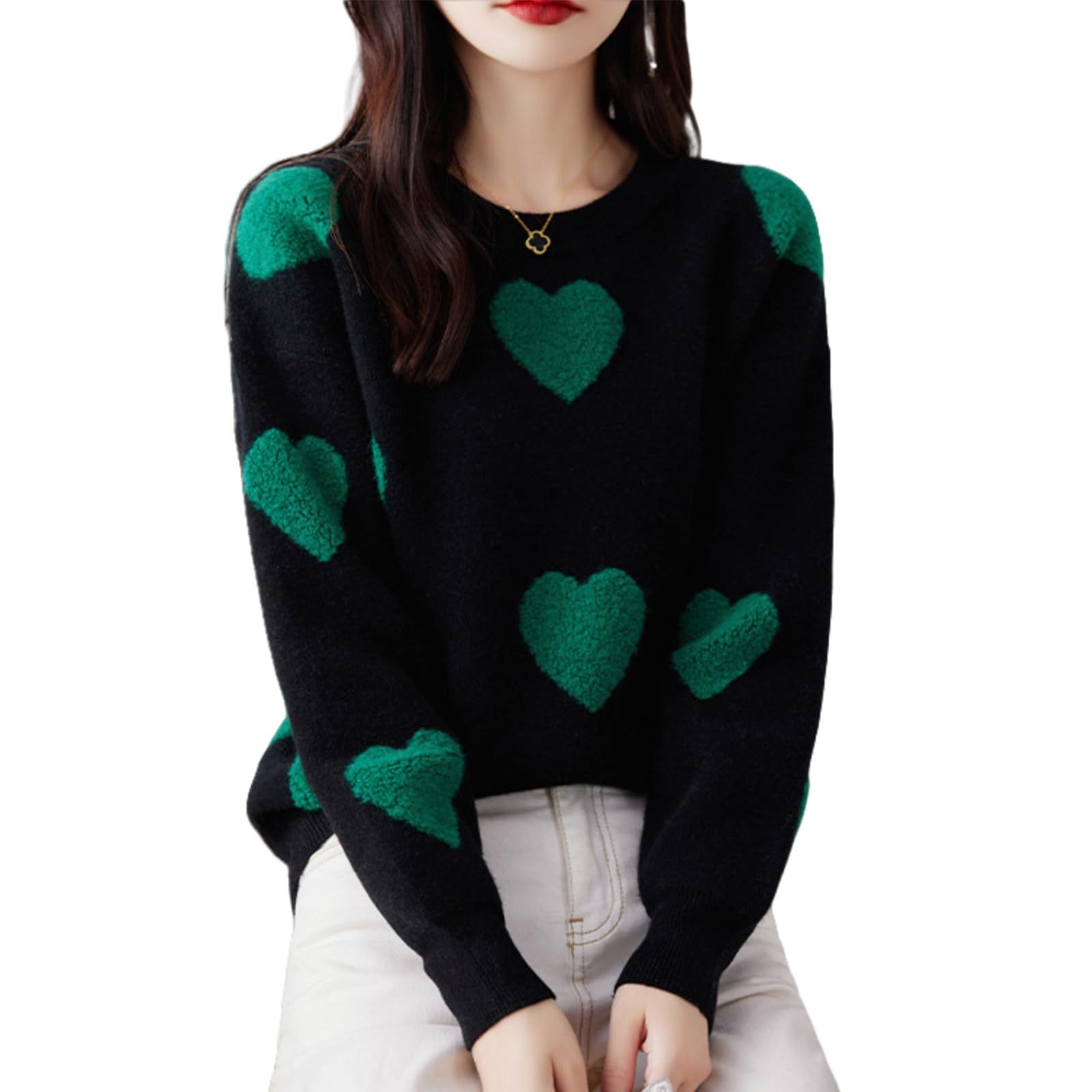 [Narebualo Cietupoop] レディース セーター ラウンドネック ニット 長袖トップス 無地 ゆったり 通気性 柔らかい肌触り 肌に優しい 伸縮性良い 暖か 体型カバー 着回し力 人気 成熟した かわいい 