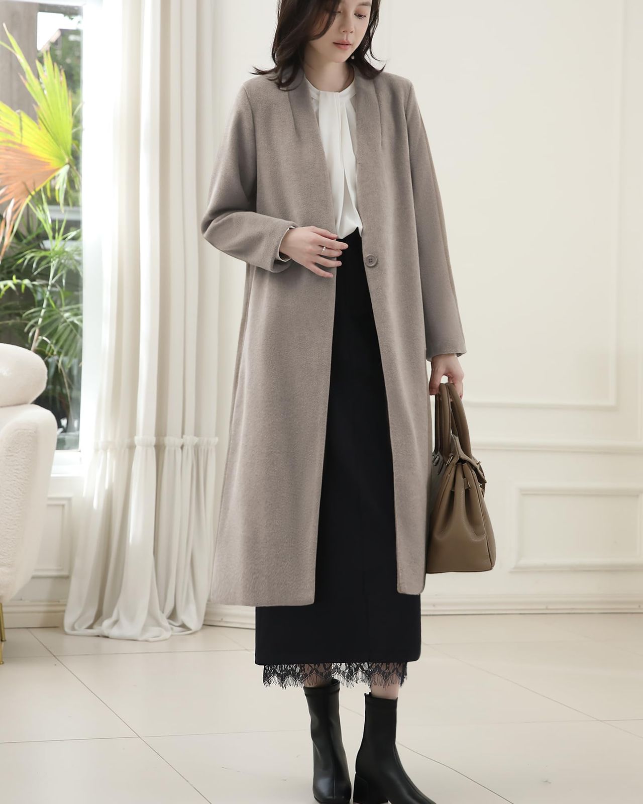 Ｓｕｅｅｙａ スイーヤ コート レディース ノーカラー ロング チェスターコート 防寒 厚手 アウター 女性らしい エレガント チュニック ビジネス カジュアル フォーマル 二次会 通勤 大人 秋冬