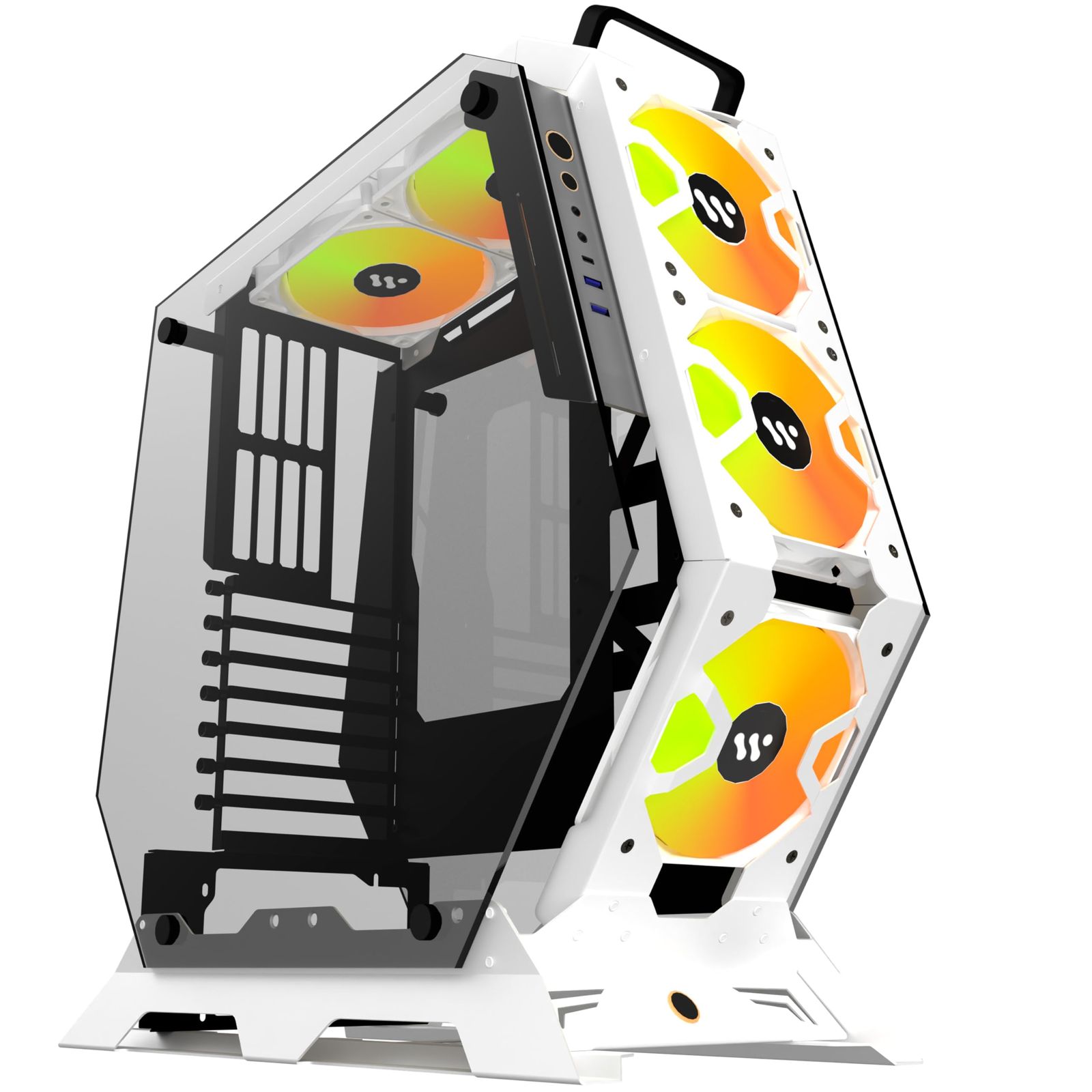 KEDIERS pcケース ミドルタワー5 PWM ARGBファン ミドルタワーpcケース 2 4 mm強化ガラス搭載C 570 570-ホワイト