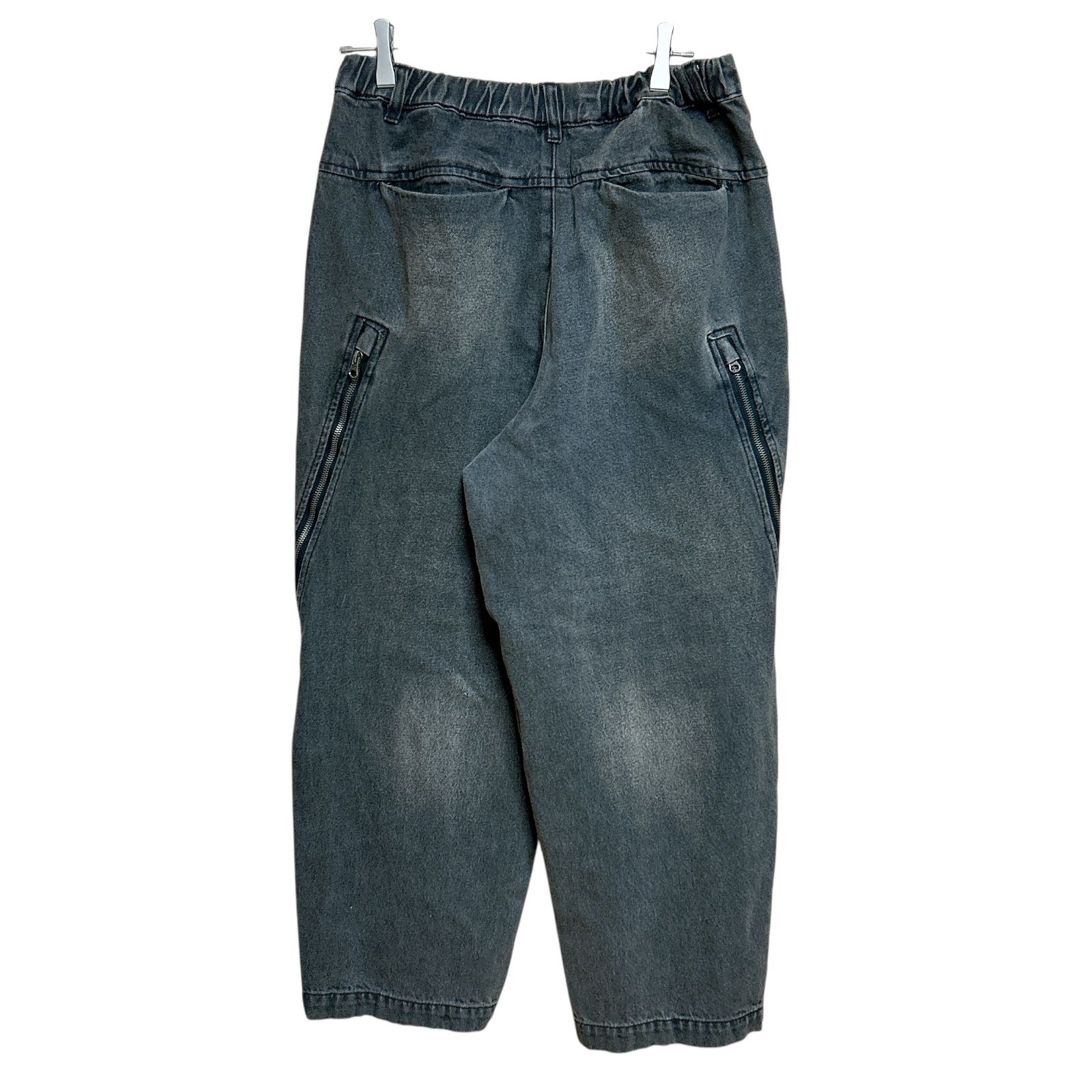 OPENING ACT ブラックオーバーダイ サイドジップ オーバー デニム