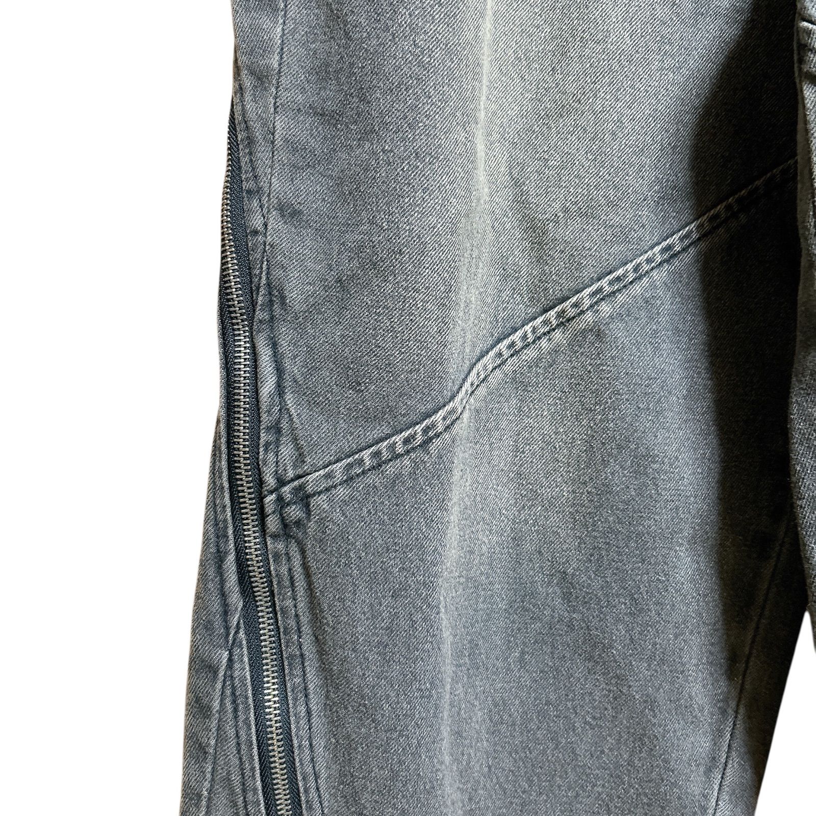 OPENING ACT ブラックオーバーダイ サイドジップ オーバー デニム