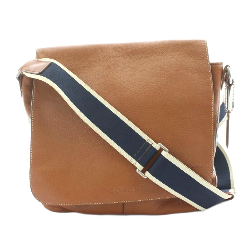 【中古】コーチ ヘリテージ ウェブレザーマップバッグ ショルダーバッグ フラップ レザー チャーム 茶 ブラウン F70555 コーチ COACH ヘリテージ ウェブレザーマップバッグ ショルダーバッグ