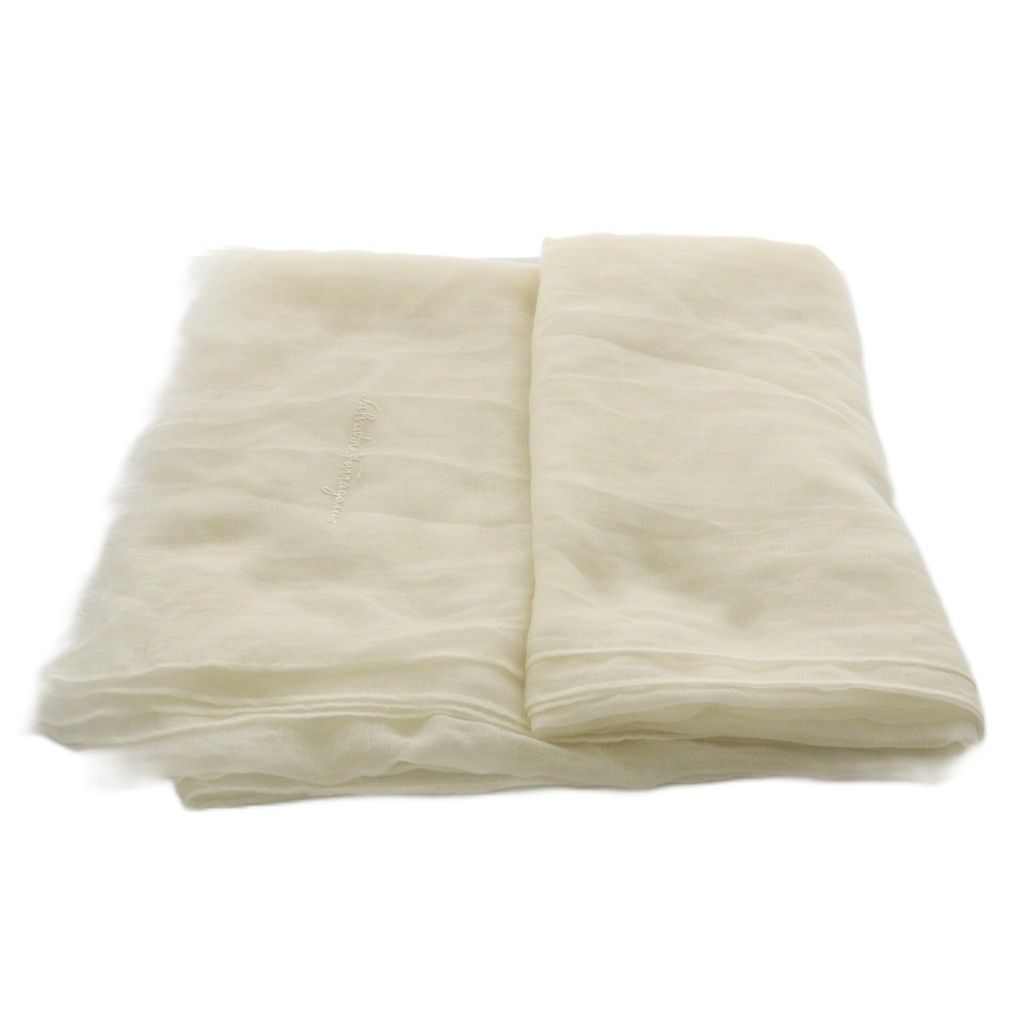 サルヴァトーレフェラガモ Salvatore Ferragamo ストール フリンジ カシミヤ 白 ホワイト |AN 13