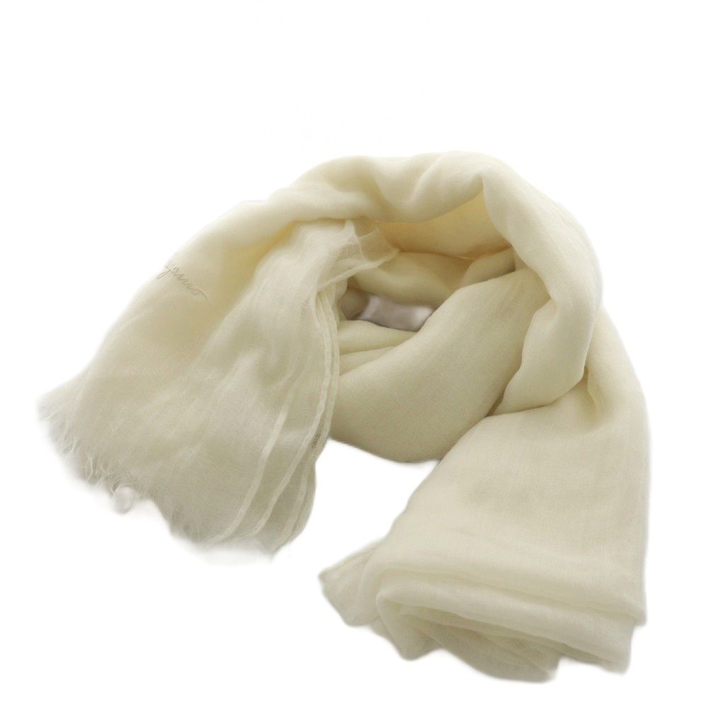 サルヴァトーレフェラガモ Salvatore Ferragamo ストール フリンジ カシミヤ 白 ホワイト |AN 13