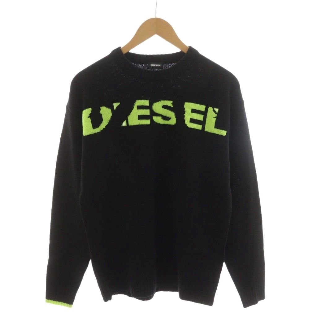 ディーゼル DIESEL ニット セーター 長袖 ロゴ 14 黒 ブラック AN 24