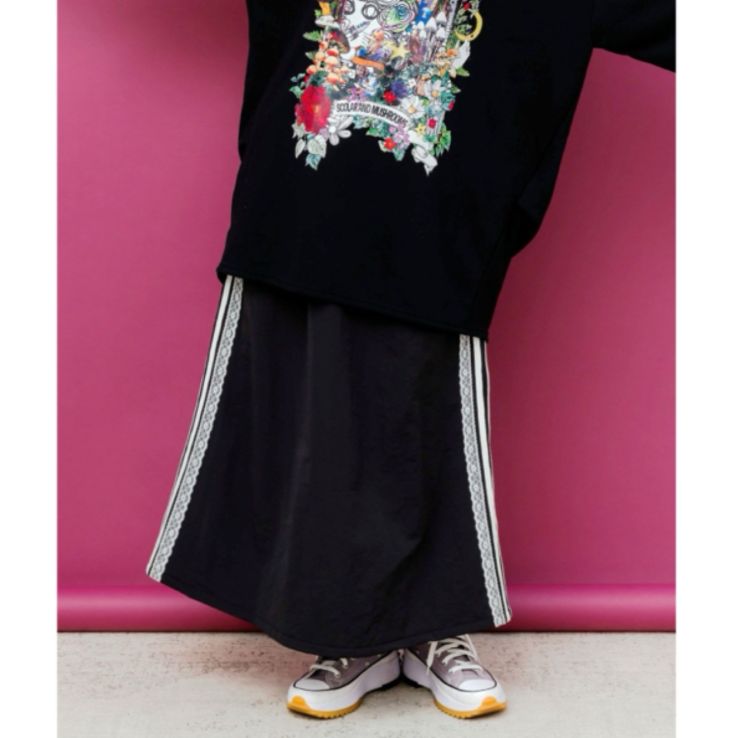 Scolar レース×ライン入りナイロンワッシャースカート