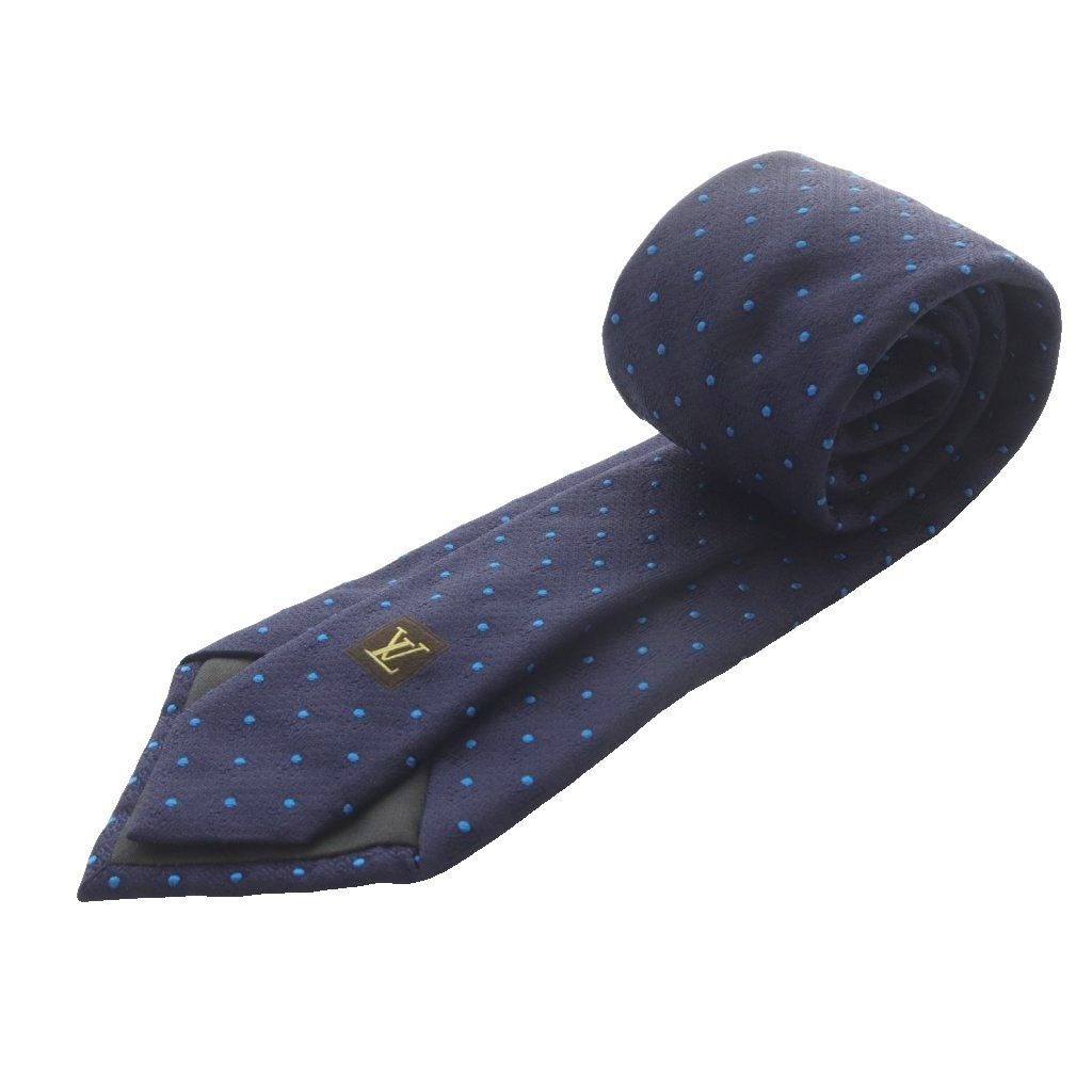 ルイヴィトン LOUIS VUITTON シルク ドット柄 ネクタイ 紺 - メルカリ