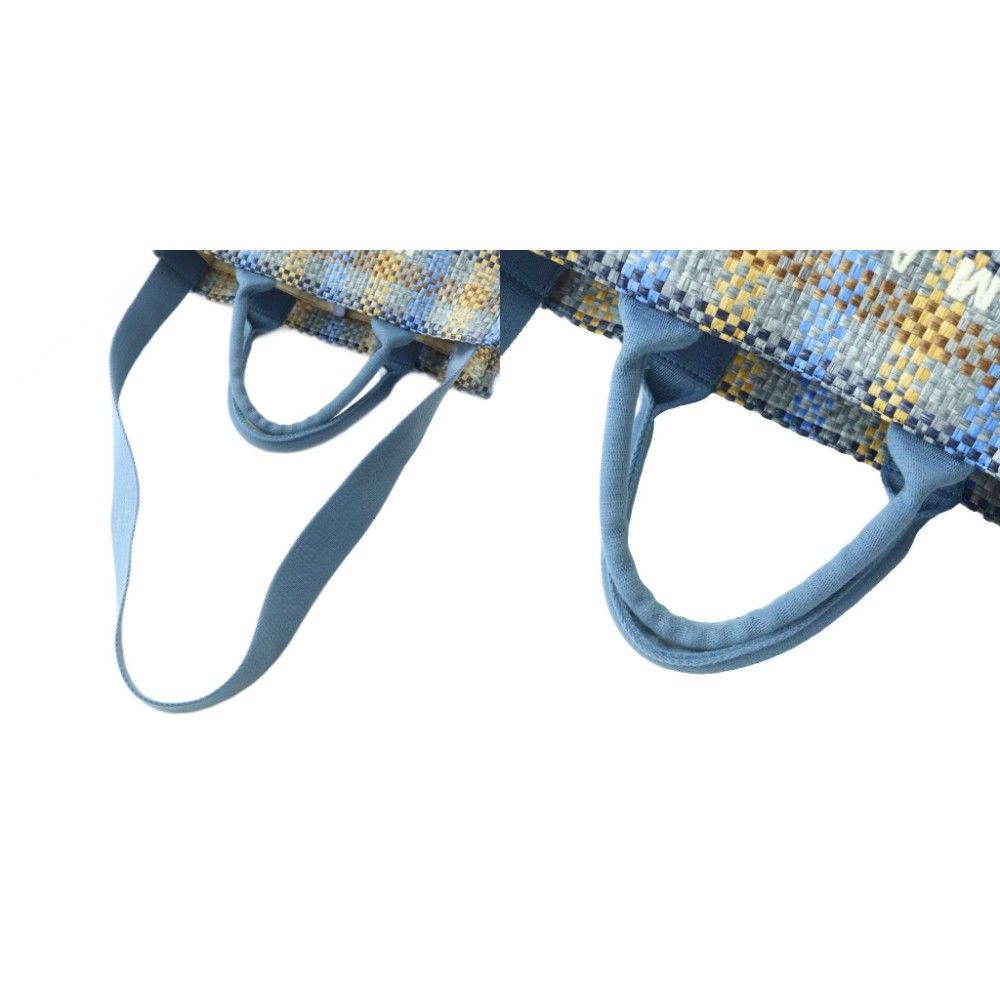 【中古】マルニ トートバッグ ラフィア チェック柄 編み込み 青 ブルー マルチカラー shmp0077u5 p6744 レディース マルニ MARNI トートバッグ ラフィア チェック柄 編み込み 青 ブルー