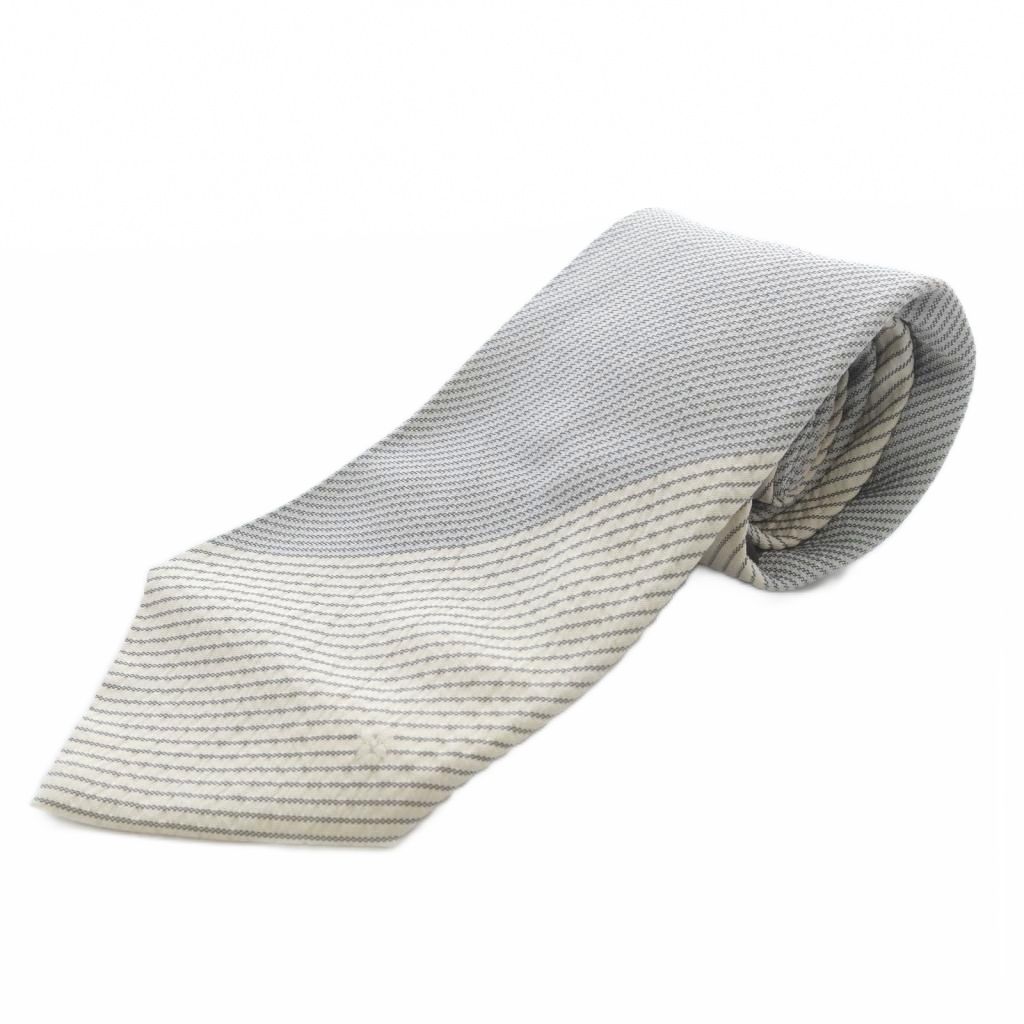 ルイヴィトン LOUIS VUITTON シルク ストライプネクタイ グレー