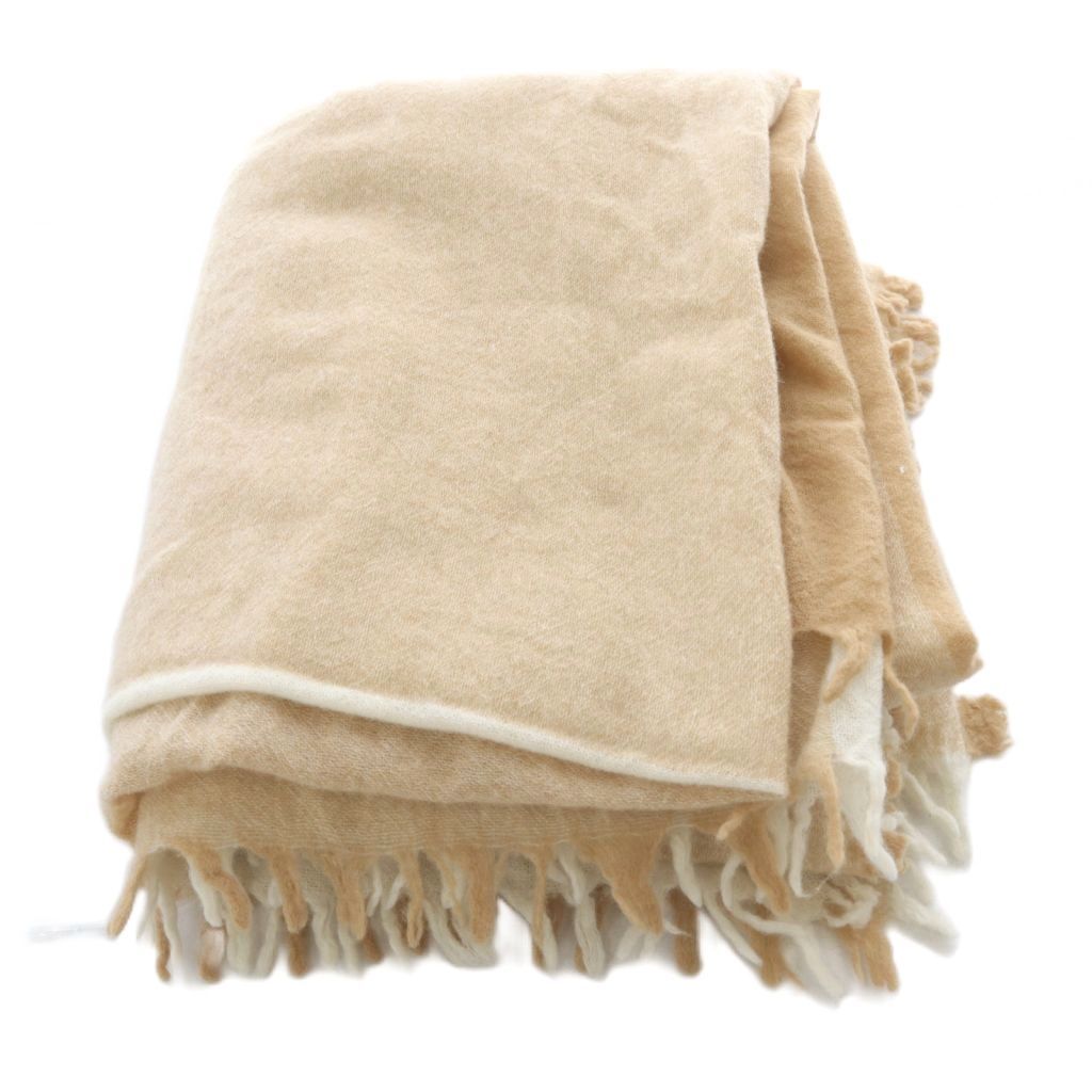 アソースメレ ASAUCE MELER ウール 配色ストール 茶色 ベージュ - メルカリ