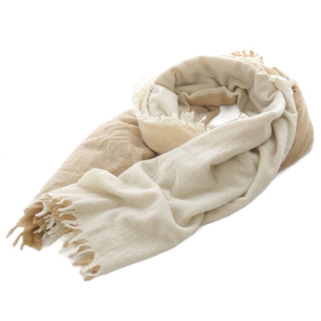 アソースメレ ASAUCE MELER ウール 配色ストール 茶色 ベージュ - メルカリ