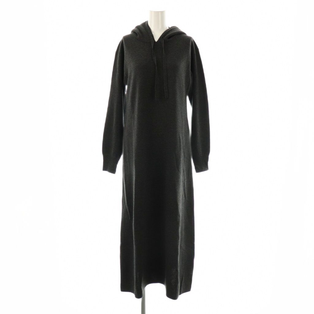 スピック-スパン Spick-Span 24 AW フーテッド ニットロングワンピース ダークグレー AB OS