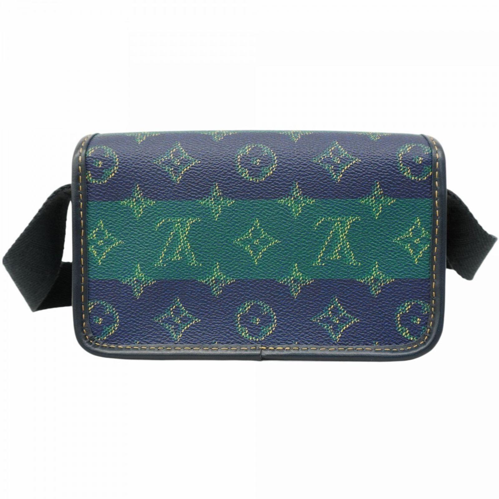 ★最終価格【5od4444-h】ルイヴィトン ショルダーバッグ モノグラム・ヘリテージ ボスフォール ウェアラブルウォレット M15173 ネイビー グリーン【中古】メンズ ルイ・ヴィトン(Louis Vuitton) ルイ・ヴィトン ショルダーバッグ